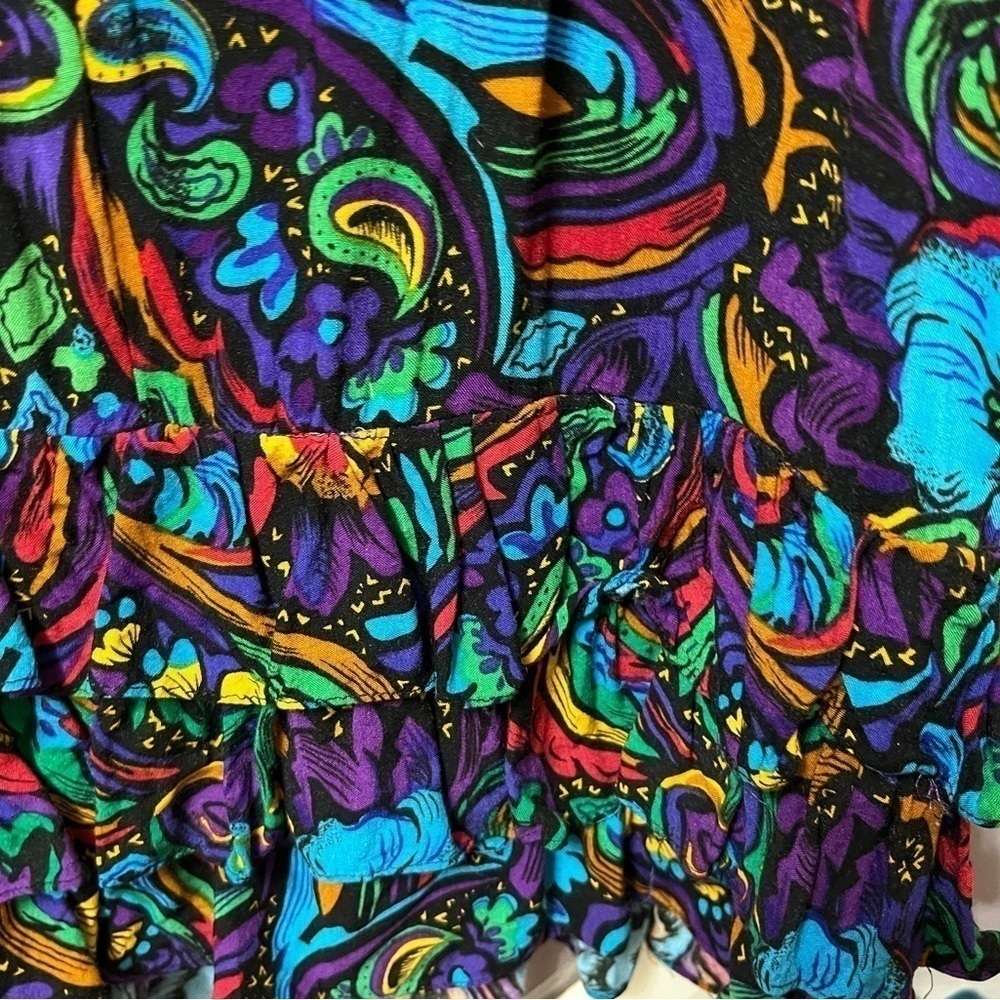 Y2K Tank dress bright multi print with three tier ruffle bottom. Sz 11 - Picture 6 of 7